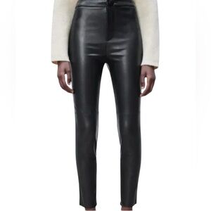 EUC Zara Black Faux Leather High-Waist Ankle Zip Pants